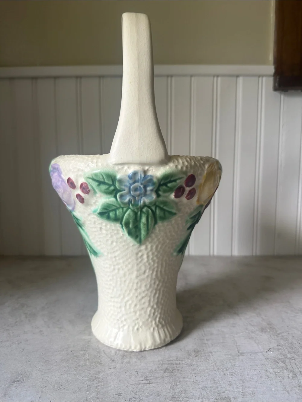 Roseville Rozane Flower Basket Vase Planter 13” Antique 1917 Art Pottery Decor